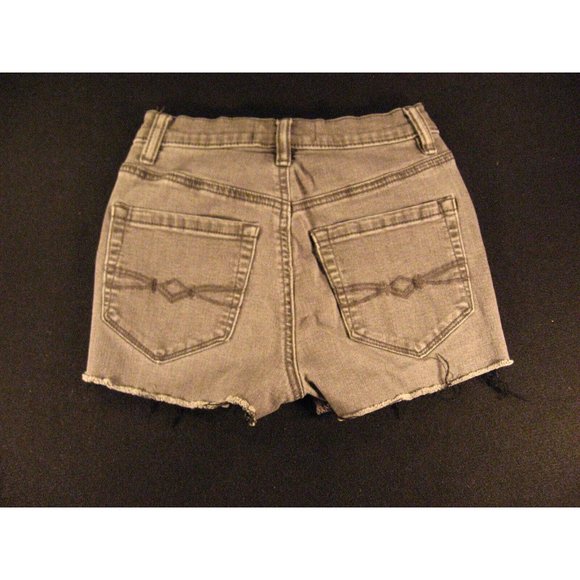 MUDD Juniors JEANS SHORTS Sz 0 FLX STRETCH W 21 Cut Off Daisy Dukes Gray Denim - Picture 2 of 10